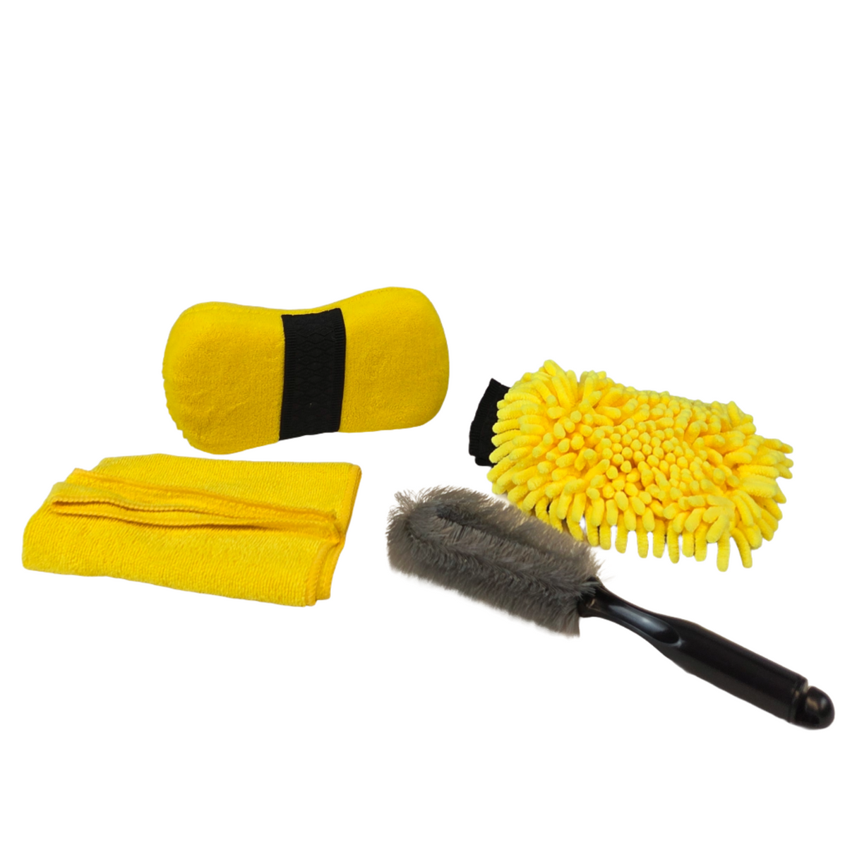 Car Care Kit (Microfiber Cloth, Sponge, Wheel Brush & Wash Mitt)