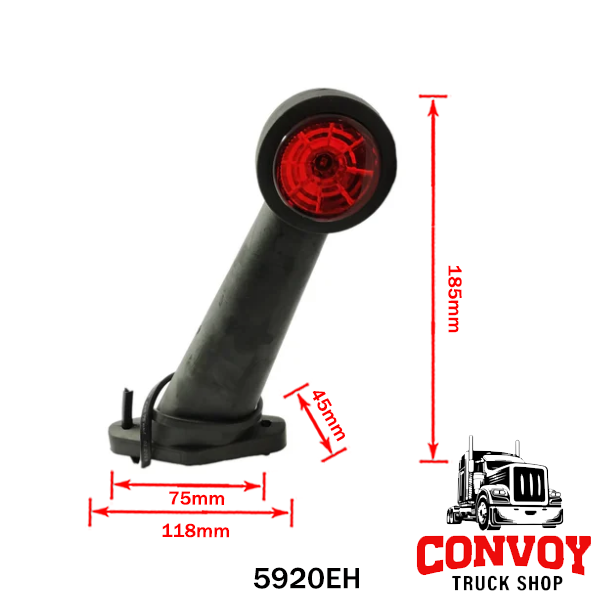 Fristom LED Marker Lamp with Straight Arm – Large Microprism, Rubber Housing