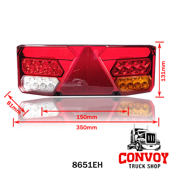LED Rear Lamp 7-Function Triangle Prism 12-24V