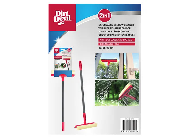 2-in-1 Telescopic Window Squeegee with Sponge, 55–95 cm