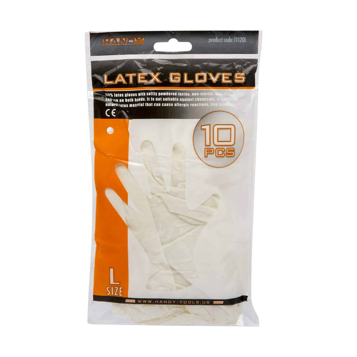 Disposable Latex Gloves, 10-Pack, Size L