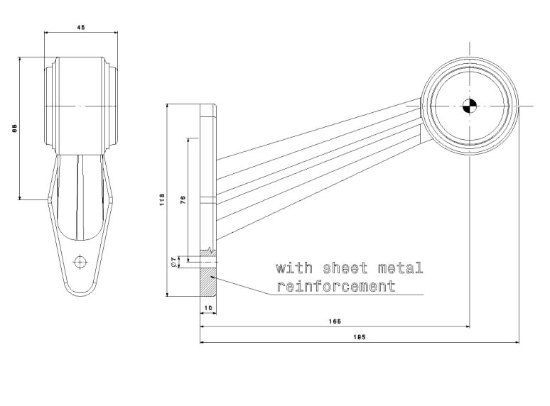 Fristom LED Marker Lamp with Straight Arm – Large Microprism, Rubber Housing