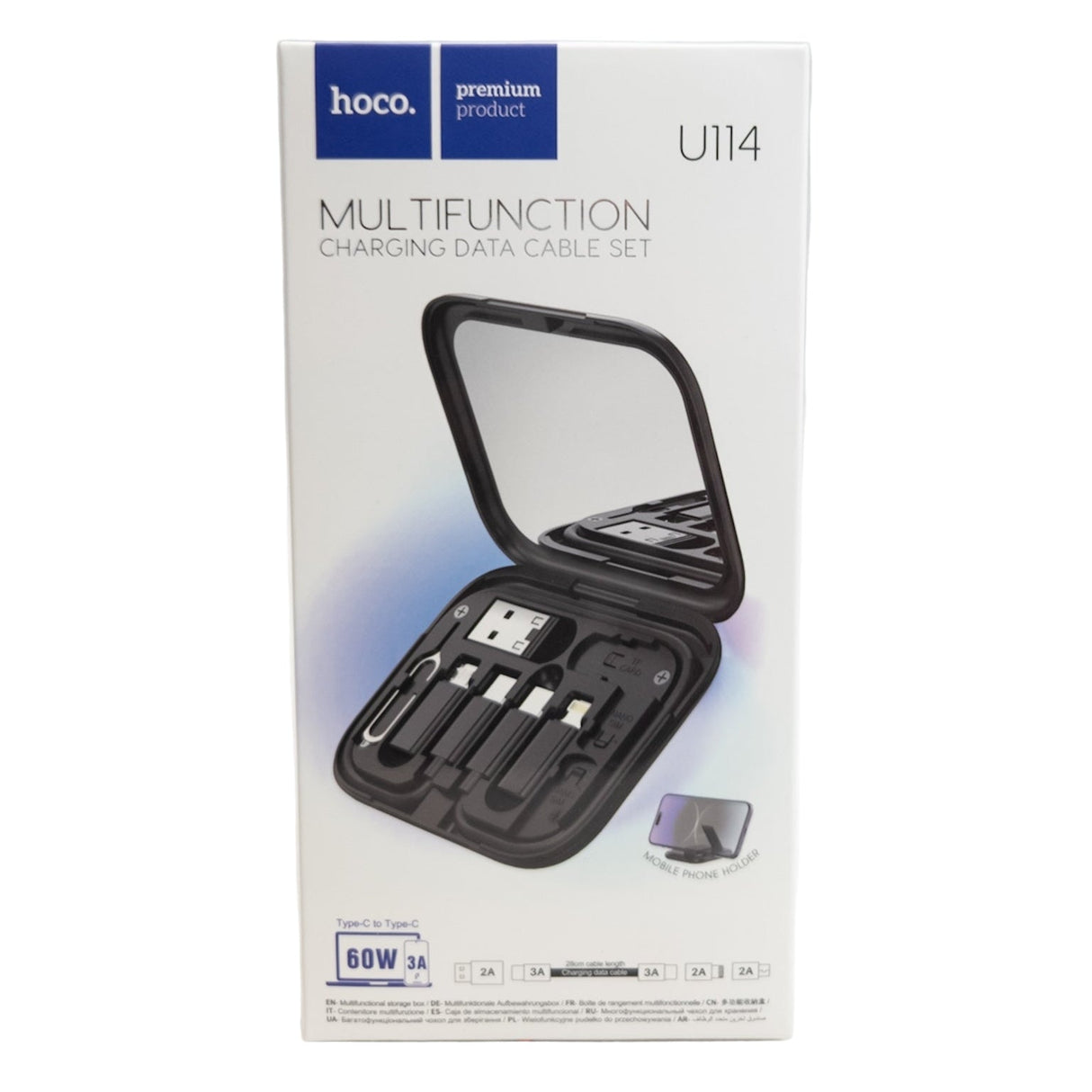 Hoco U114 6-in-1 Travel Data Cable Set with Storage Case – Black