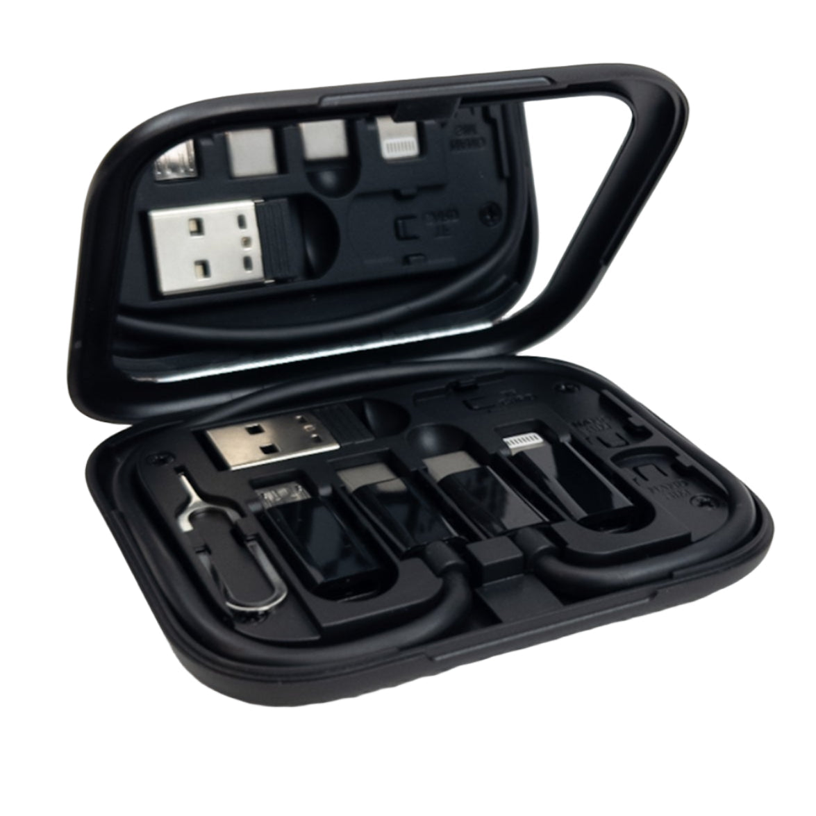 Hoco U114 6-in-1 Travel Data Cable Set with Storage Case – Black