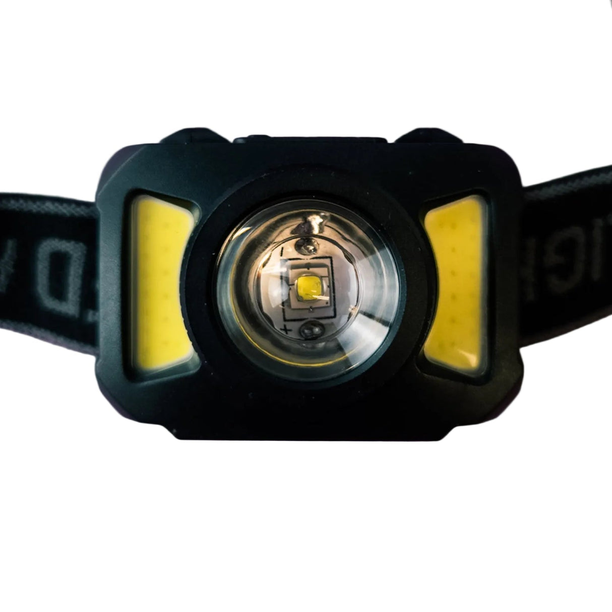 Rechargeable LED Headlamp with Adjustable Focus and Motion Sensor