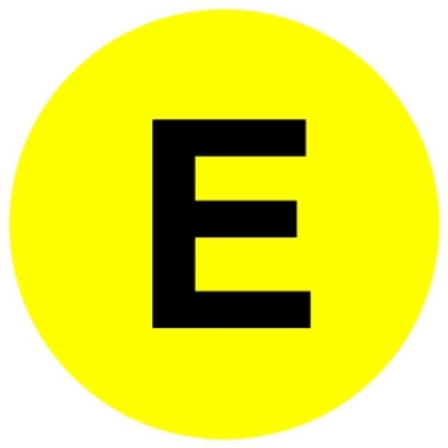 Sticker E (Black E in Yellow Circle) 22cm