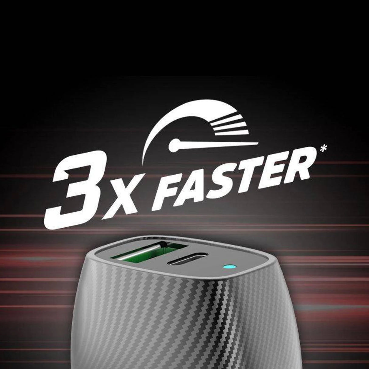 Energizer D38BK 38W Car Charger USB-A & Type-C QC – Carbon Fiber Design