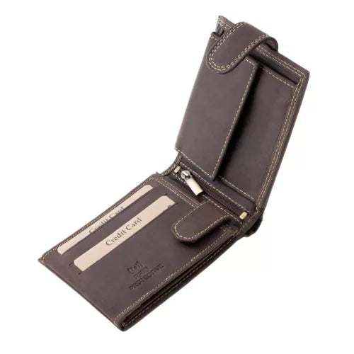 Leather Wallet with Hunting Motif – Rustic Brown