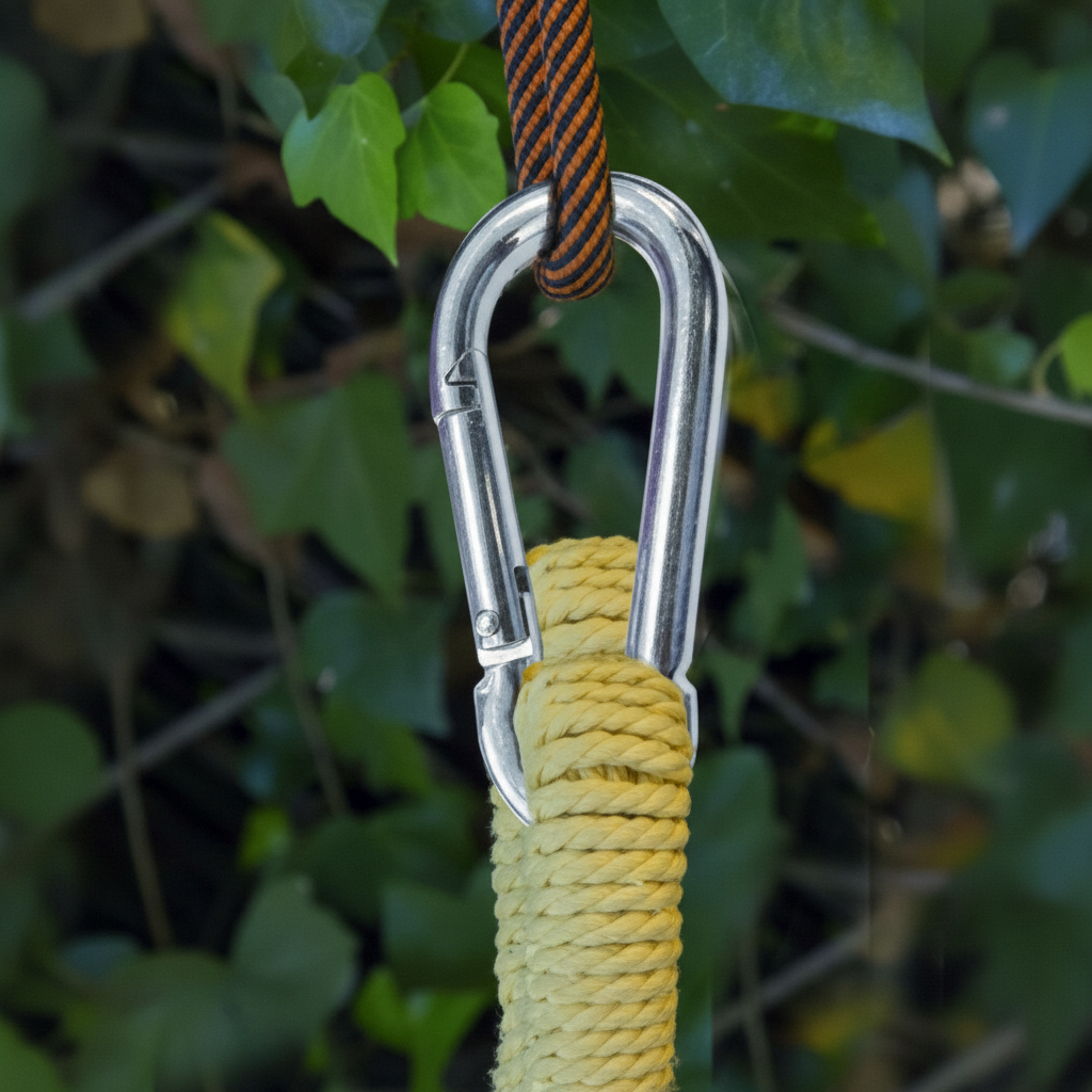 Set de 4 mosquetones con gancho Black+Decker de acero inoxidable