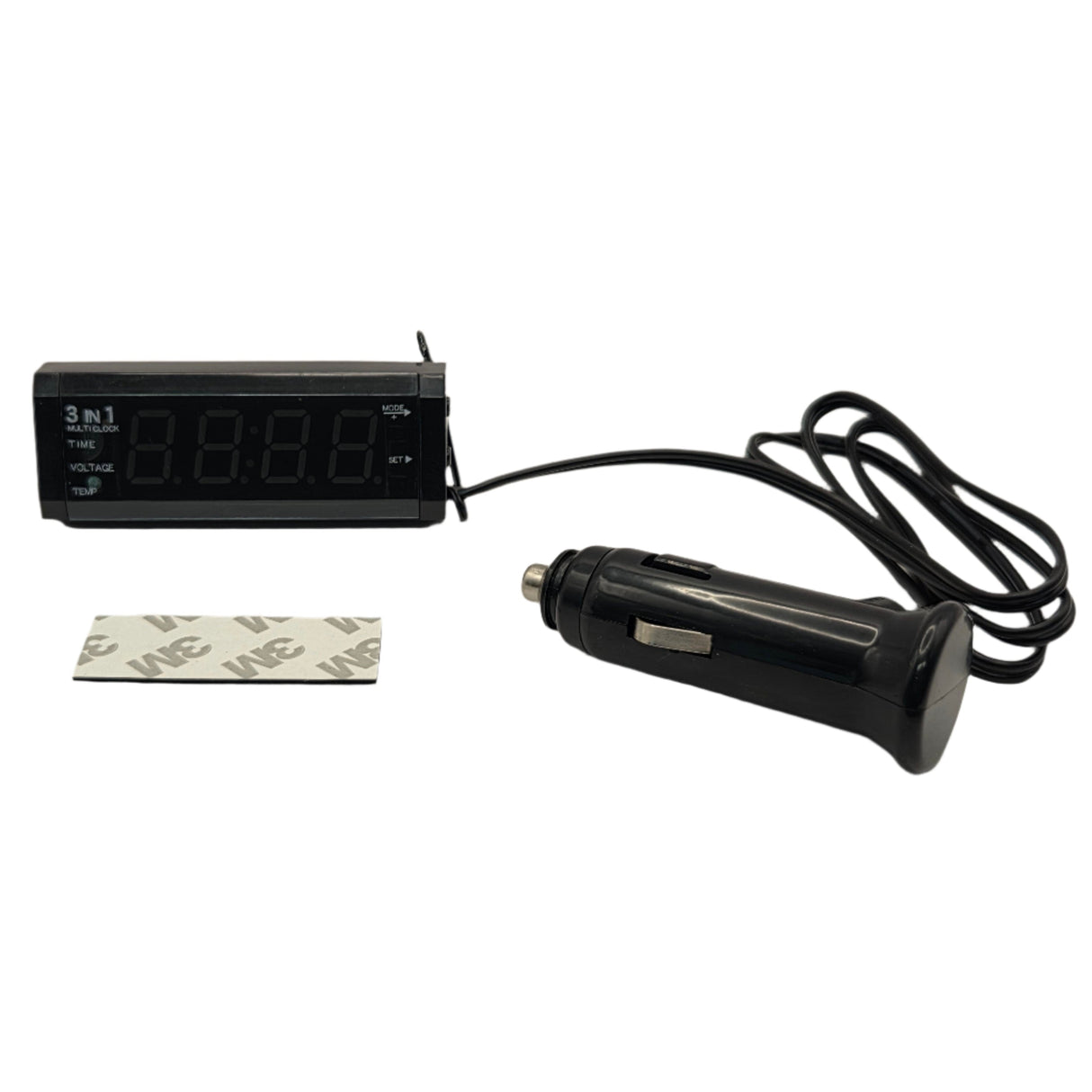 3-in-1 Car Clock with Voltmeter and Thermometer