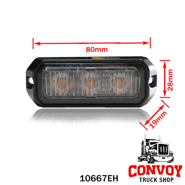 Auxiliary Amber Strobe Light 3LED 12/24V 26 Modes
