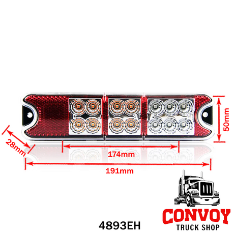 3-Function LED Rear Light with Reflector 12/24V