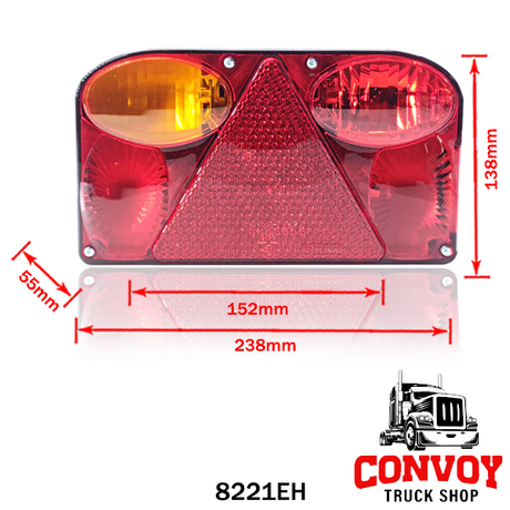 Rounded Triangle Trailer Tail Light with Reflector
