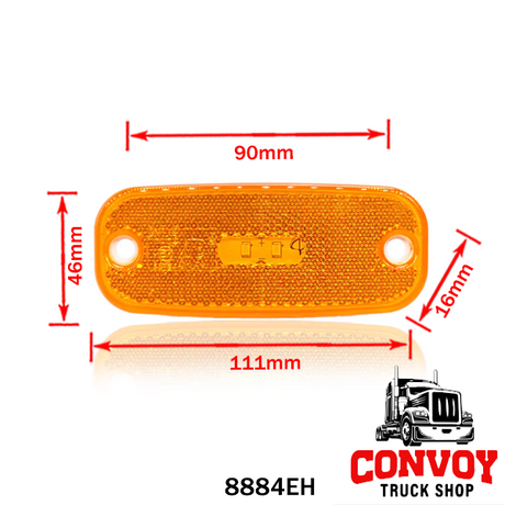 Rounded LED Side Marker Lamp 2LED 12/24V