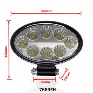Oval LED Work Light, Wide Beam, 24W 12/24V