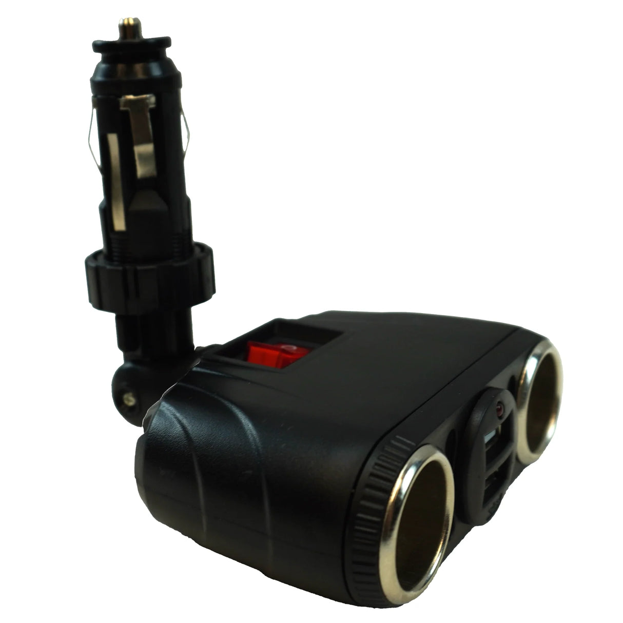 Dual Car Cigarette Lighter Adapter with 2 USB Ports and Switch