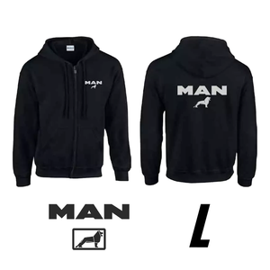 Black MAN Logo Zip-Up Hoodie