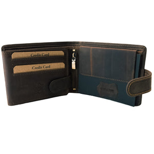 Leather Wallet with Hunting Motif – Rustic Brown