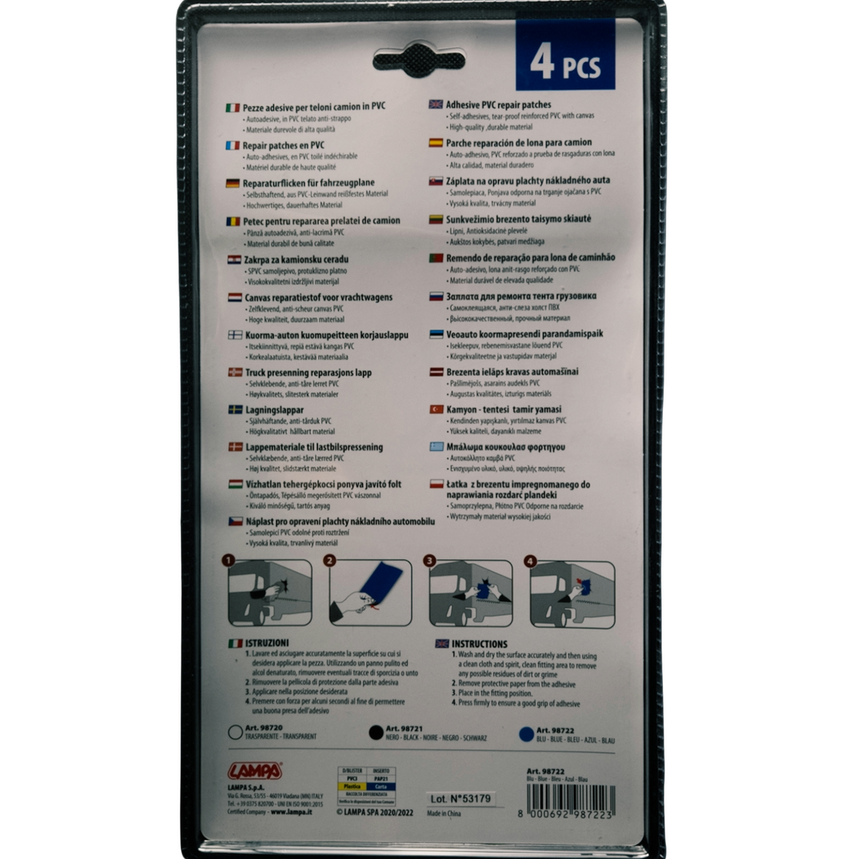 Tarpaulin Repair Patch Set – 4 pcs, 15x21 cm
