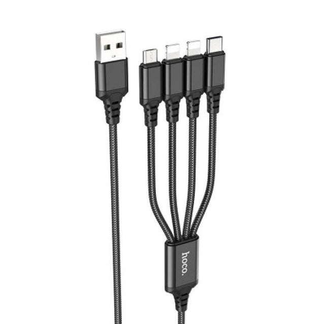 Hoco X76 4-in-1 USB Cable (Lightning/Type-C/Micro USB) 1m Black