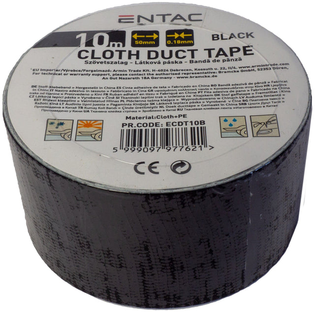 Black Fabric Duct Tape 10m