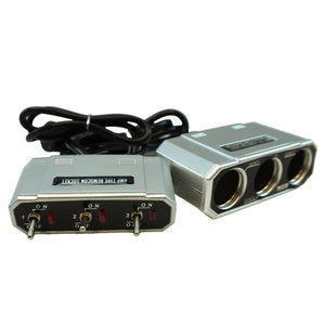 All Ride 3-Socket Cigarette Lighter Splitter with Individual Switches