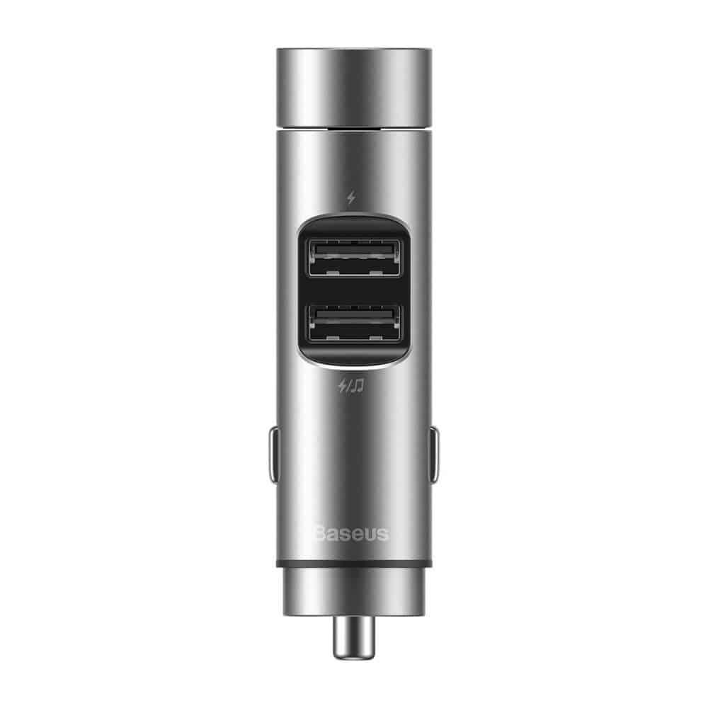 Baseus Car Charger with Bluetooth FM Transmitter, BT 5.0 + 5V 3.1A Silver