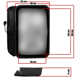 Heated Ramp Mirror with Metal Ring for Iveco – 284x185mm