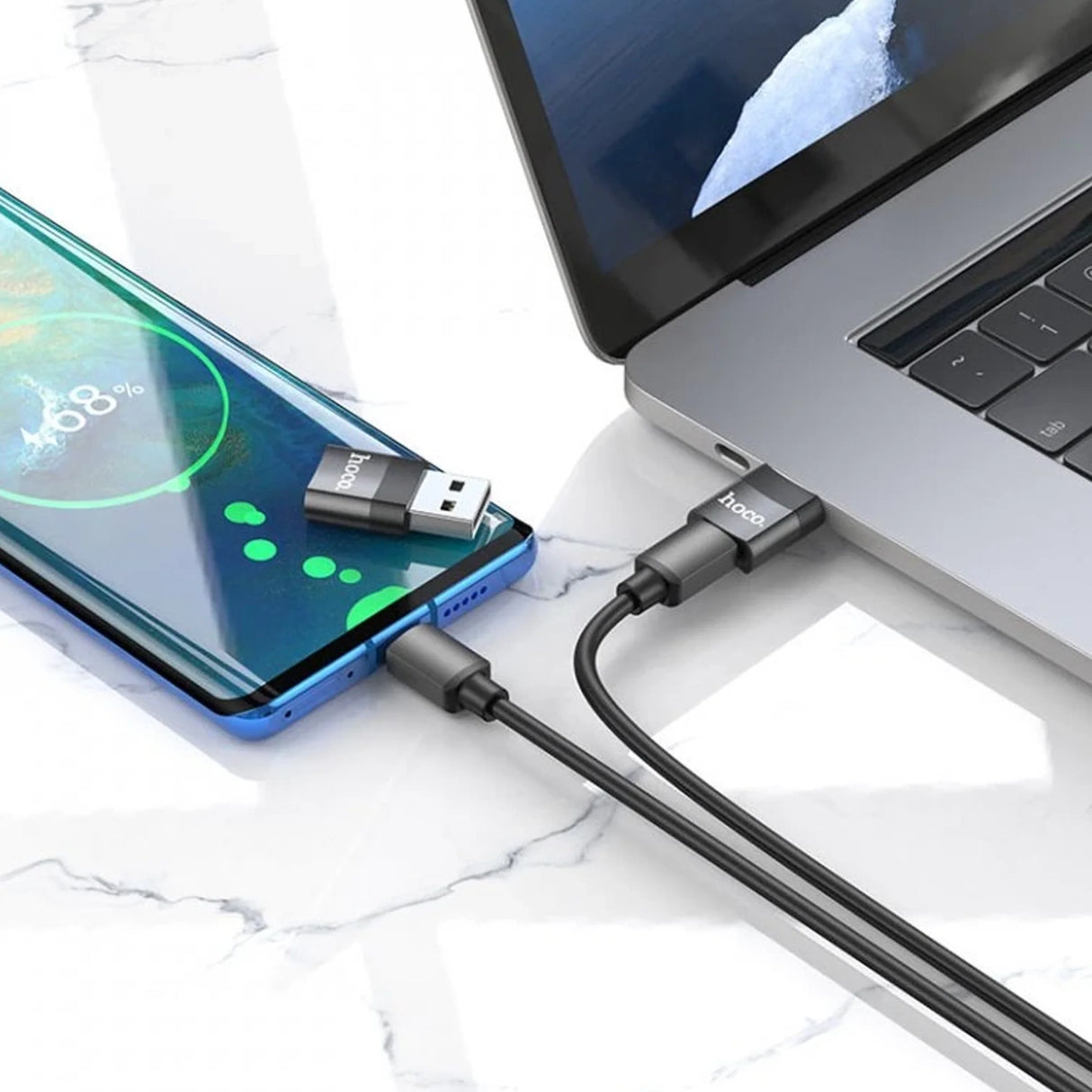 HOCO UA17 USB 2.0 auf USB-C Adapter – Schwarz