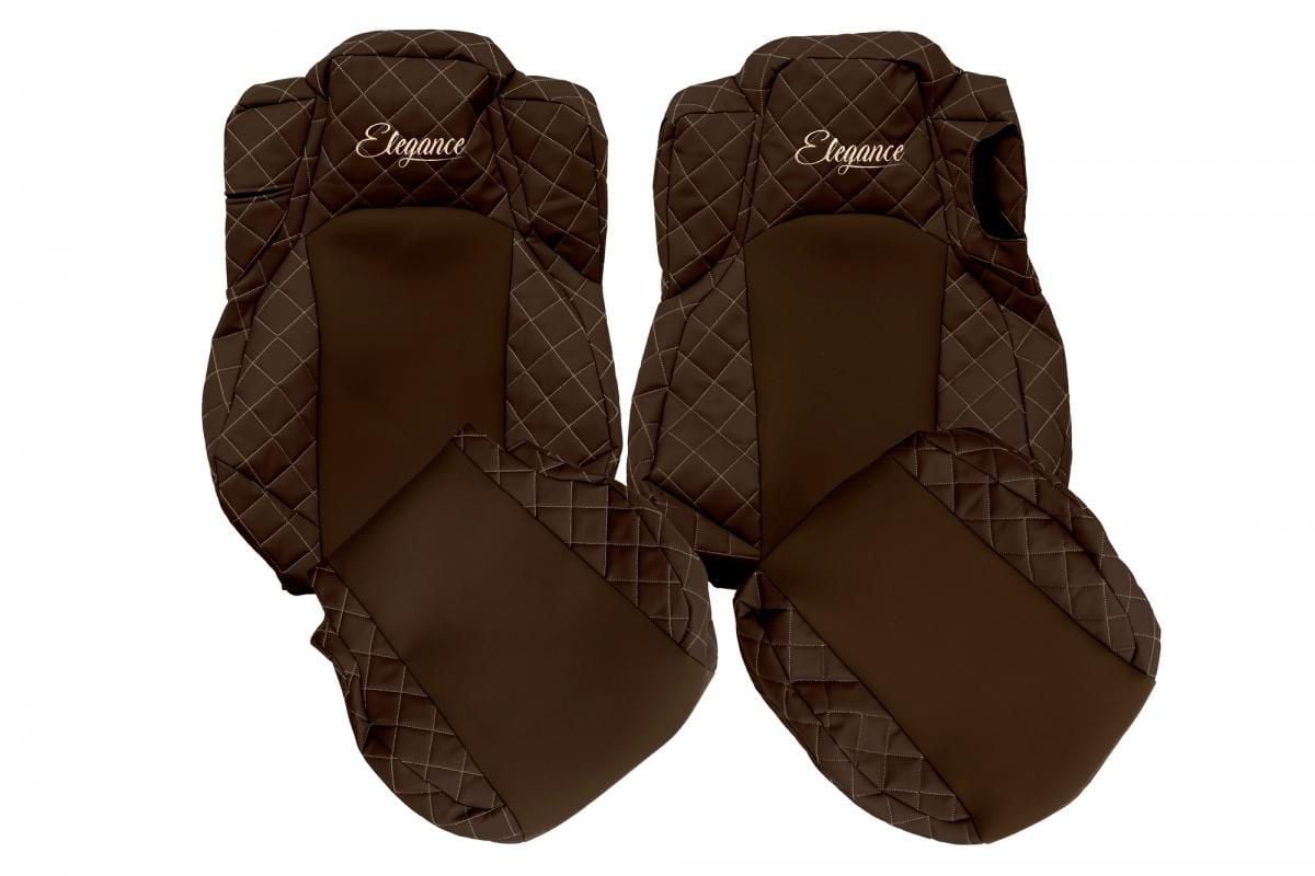 Quilted Car Seat Cover for MB Actros MP4/5 – Folding Passenger Seat – Brown