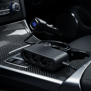 Car Cigarette Lighter Splitter with Voltmeter (3 Outlets + 2xUSB) 80W